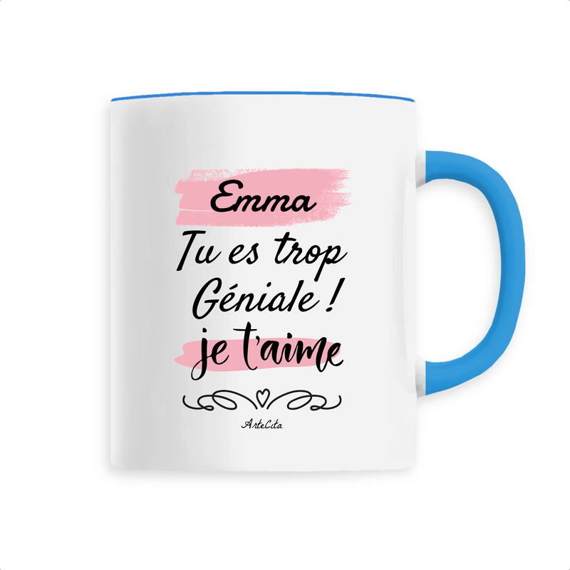Cadeau anniversaire : Mug - Emma je t'aime - 6 Coloris - Cadeau Original & Tendre - Cadeau Personnalisable - Cadeaux-Positifs.com -Unique-Bleu-