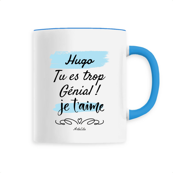 Mug - Hugo je t'aime - 6 Coloris - Cadeau Tendre - Cadeau Personnalisable - Cadeaux-Positifs.com -Unique-Bleu-