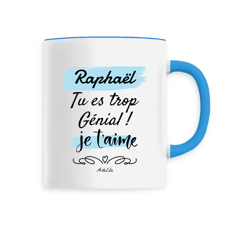 Cadeau anniversaire : Mug - Raphaël je t'aime - 6 Coloris - Cadeau Tendre & Original - Cadeau Personnalisable - Cadeaux-Positifs.com -Unique-Bleu-