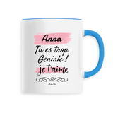 Mug - Anna je t'aime - 6 Coloris - Cadeau Tendre & Original - Cadeau Personnalisable - Cadeaux-Positifs.com -Unique-Bleu-