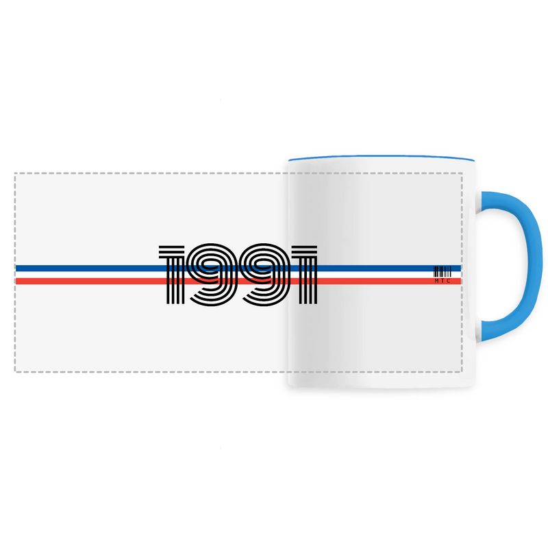 Cadeau anniversaire : Mug - Année 1991 - 6 Coloris - Cadeau Original - Cadeau Personnalisable - Cadeaux-Positifs.com -Unique-Bleu-