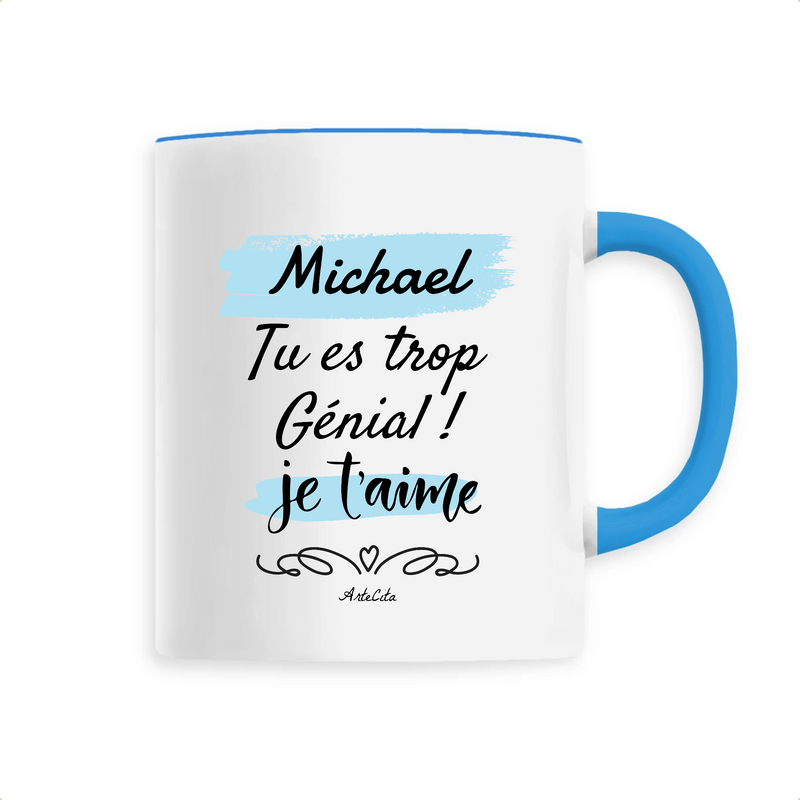 Cadeau anniversaire : Mug - Michael je t'aime - 6 Coloris - Cadeau Tendre & Original - Cadeau Personnalisable - Cadeaux-Positifs.com -Unique-Bleu-