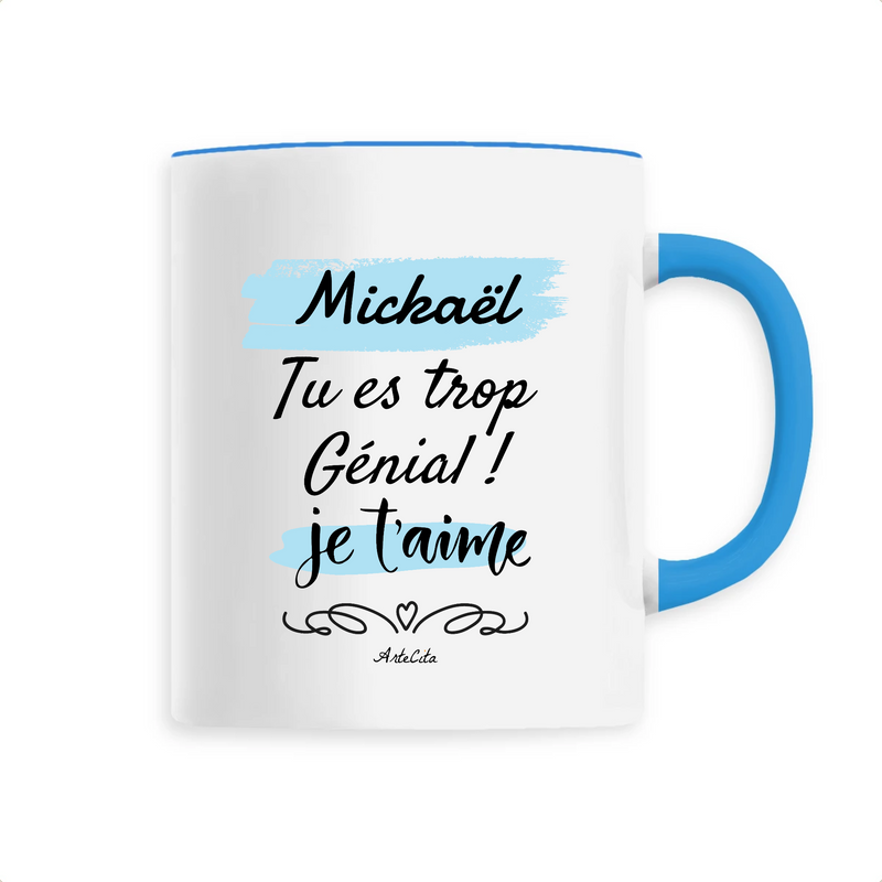 Cadeau anniversaire : Mug - Mickaël je t'aime - 6 Coloris - Cadeau Tendre & Original - Cadeau Personnalisable - Cadeaux-Positifs.com -Unique-Bleu-