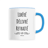 Mug - Libéré, Délivré, Retraité - 6 Coloris - Cadeau Original - Cadeau Personnalisable - Cadeaux-Positifs.com -Unique-Bleu-