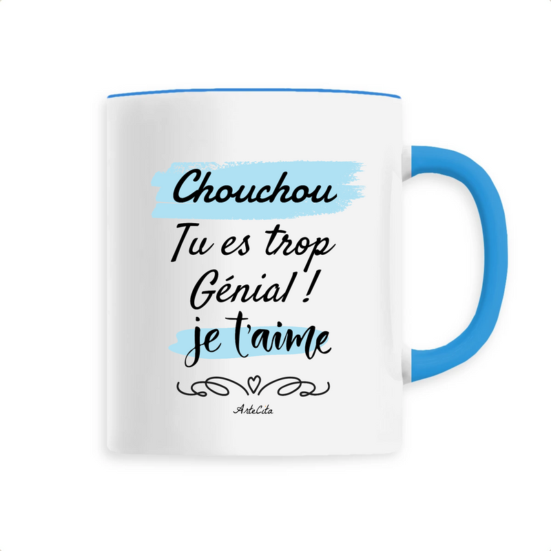 Cadeau anniversaire : Mug - Chouchou je t'aime - 6 Coloris - Cadeau Tendre & Original - Cadeau Personnalisable - Cadeaux-Positifs.com -Unique-Bleu-