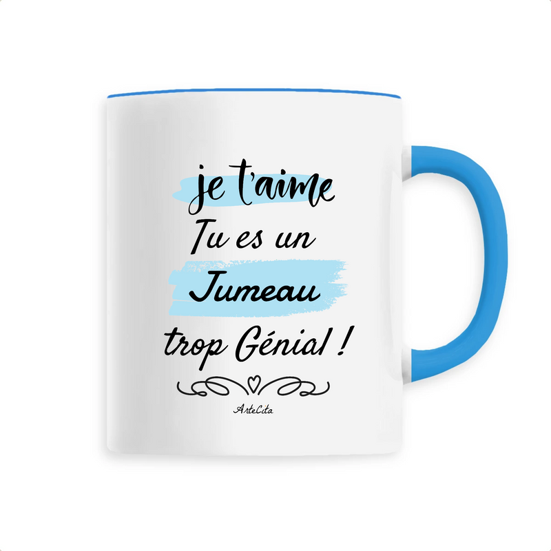 Cadeau anniversaire : Mug - Jumeau je t'aime - 6 Coloris - Cadeau Original - Cadeau Personnalisable - Cadeaux-Positifs.com -Unique-Bleu-