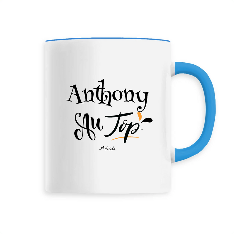 Cadeau anniversaire : Mug - Anthony au Top - 6 Coloris - Cadeau Original - Cadeau Personnalisable - Cadeaux-Positifs.com -Unique-Bleu-