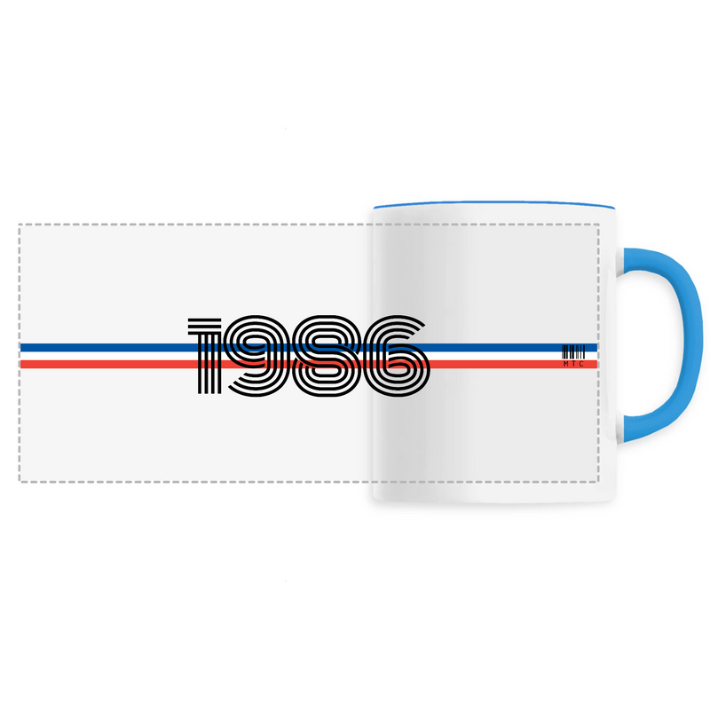 Cadeau anniversaire : Mug - Année 1986 - 6 Coloris - Cadeau Original - Cadeau Personnalisable - Cadeaux-Positifs.com -Unique-Bleu-
