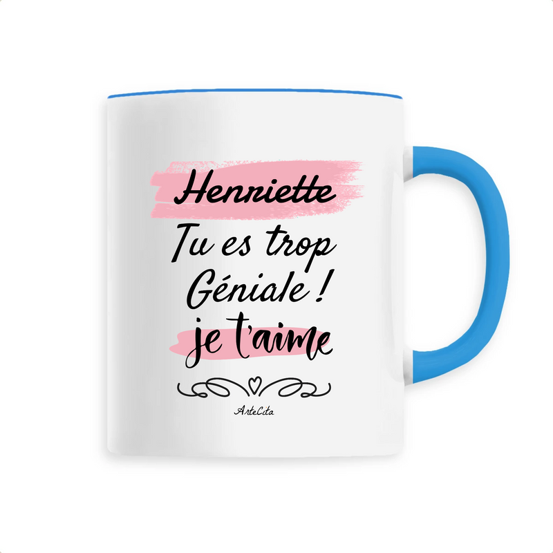 Cadeau anniversaire : Mug - Henriette je t'aime - 6 Coloris - Cadeau Tendre & Original - Cadeau Personnalisable - Cadeaux-Positifs.com -Unique-Bleu-