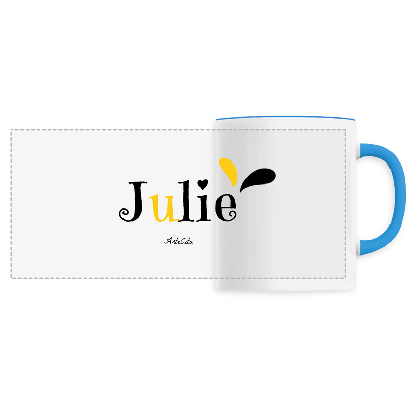 Cadeau anniversaire : Mug - Julie - 6 Coloris - Cadeau Original - Cadeau Personnalisable - Cadeaux-Positifs.com -Unique-Bleu-