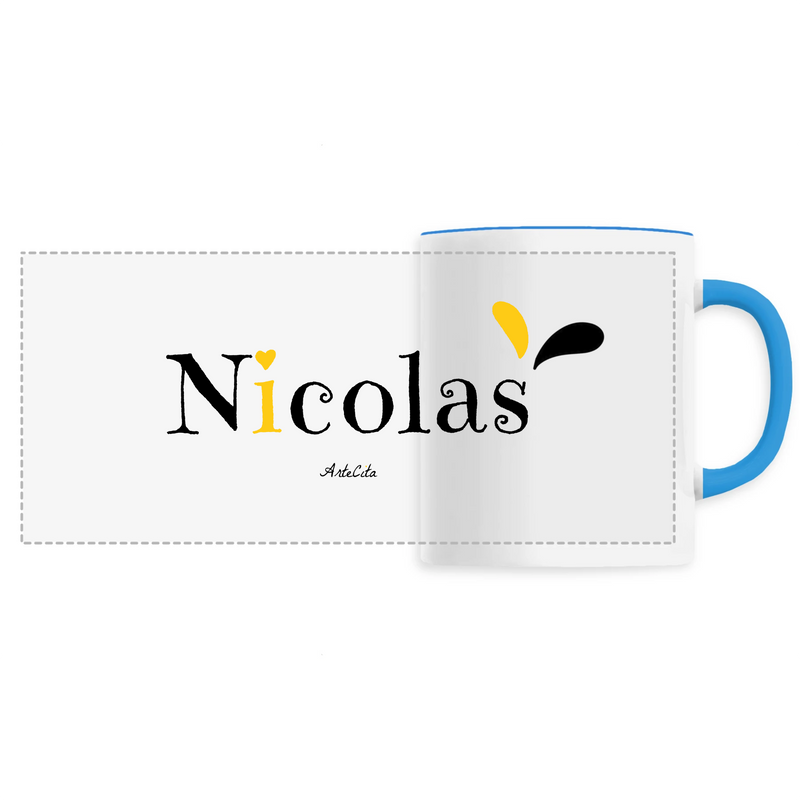 Cadeau anniversaire : Mug - Nicolas - 6 Coloris - Cadeau Original - Cadeau Personnalisable - Cadeaux-Positifs.com -Unique-Bleu-