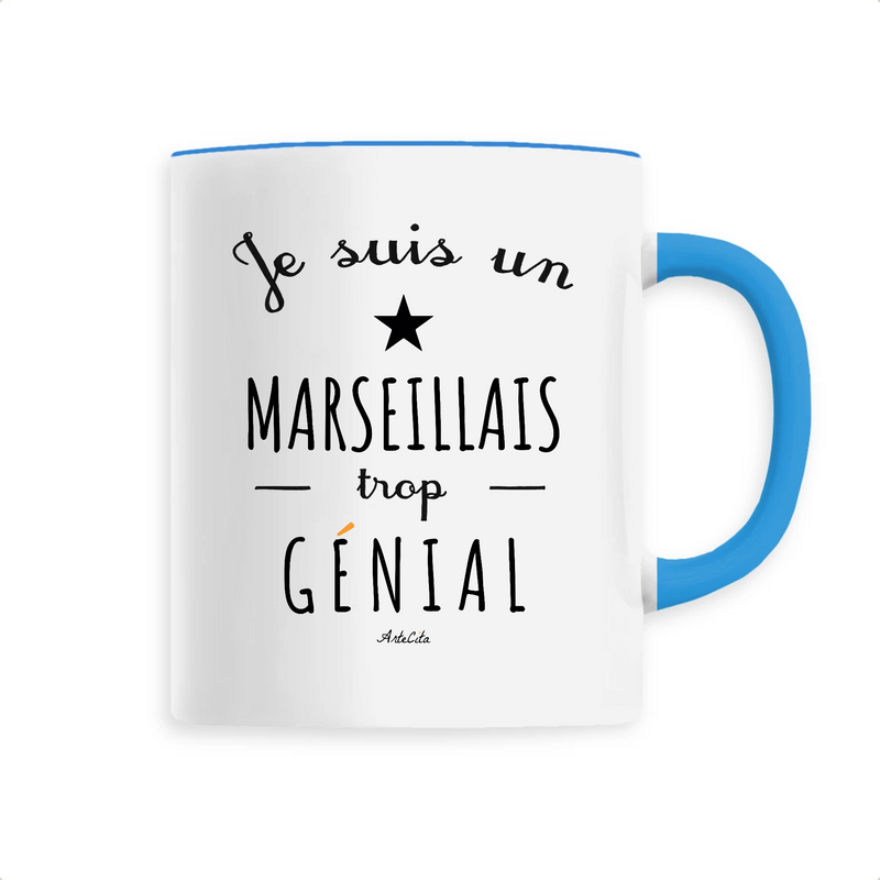 Cadeau anniversaire : Mug - Un Marseillais trop Génial - 6 Coloris - Cadeau Original - Cadeau Personnalisable - Cadeaux-Positifs.com -Unique-Bleu-