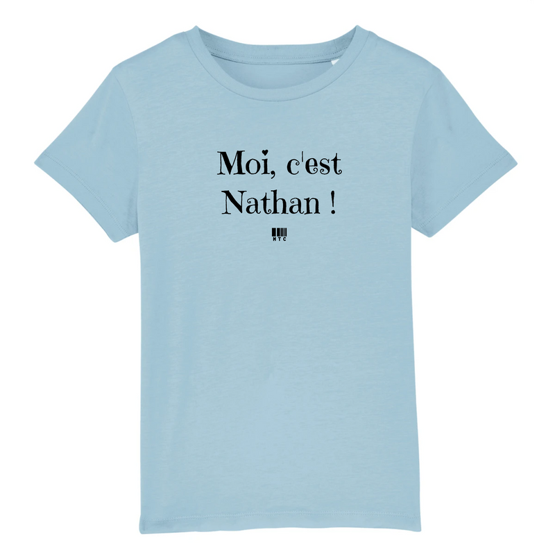 Cadeau anniversaire : T-Shirt Enfant - Moi c'est Nathan - Coton Bio - Cadeau Original - Cadeau Personnalisable - Cadeaux-Positifs.com -3-4 ans-Bleu-