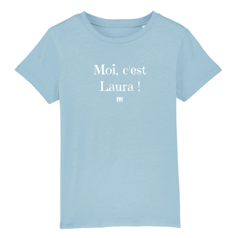 Cadeau anniversaire : T-Shirt Enfant - Moi c'est Laura - Coton Bio - Cadeau Original - Cadeau Personnalisable - Cadeaux-Positifs.com -3-4 ans-Bleu-