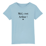 T-Shirt Enfant - Moi c'est Arthur - Coton Bio - Cadeau Original - Cadeau Personnalisable - Cadeaux-Positifs.com -3-4 ans-Bleu-