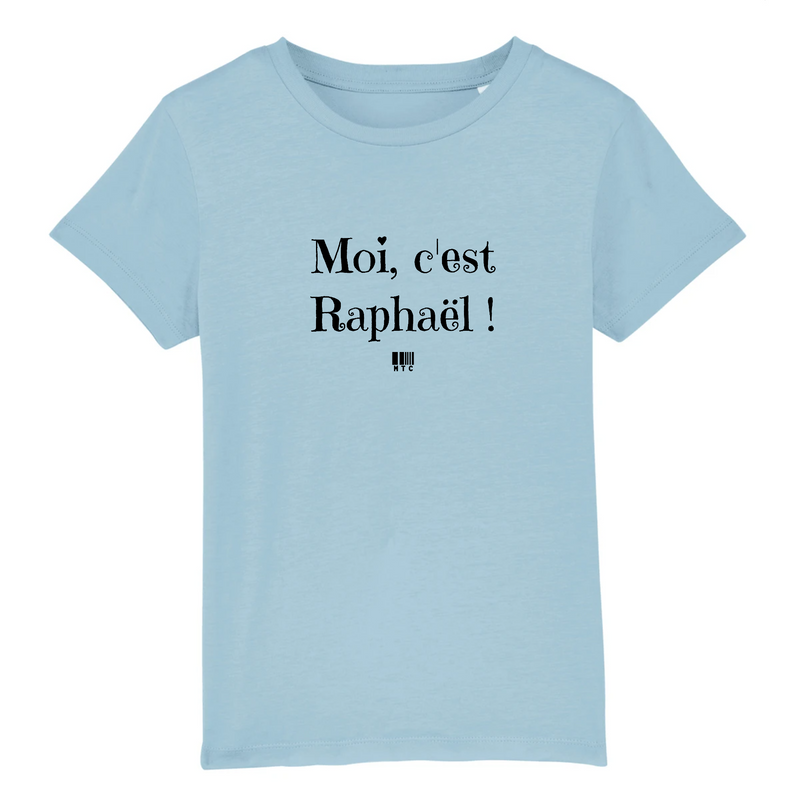 Cadeau anniversaire : T-Shirt Enfant - Moi c'est Raphaël - Coton Bio - Cadeau Original - Cadeau Personnalisable - Cadeaux-Positifs.com -3-4 ans-Bleu-