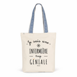 Tote Bag Premium - Infirmière trop Géniale - 2 Coloris - Cadeau Durable - Cadeau Personnalisable - Cadeaux-Positifs.com -Unique-Bleu-