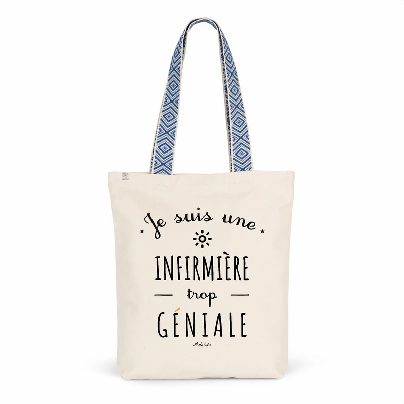 Cadeau anniversaire : Tote Bag Premium - Infirmière trop Géniale - 2 Coloris - Cadeau Durable - Cadeau Personnalisable - Cadeaux-Positifs.com -Unique-Bleu-