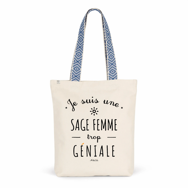 Cadeau anniversaire : Tote Bag Premium - Sage Femme trop Géniale - 2 Coloris - Cadeau Durable - Cadeau Personnalisable - Cadeaux-Positifs.com -Unique-Bleu-