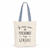Tote Bag Premium - Psychomot trop Géniale - 2 Coloris - Cadeau Durable - Cadeau Personnalisable - Cadeaux-Positifs.com -Unique-Bleu-