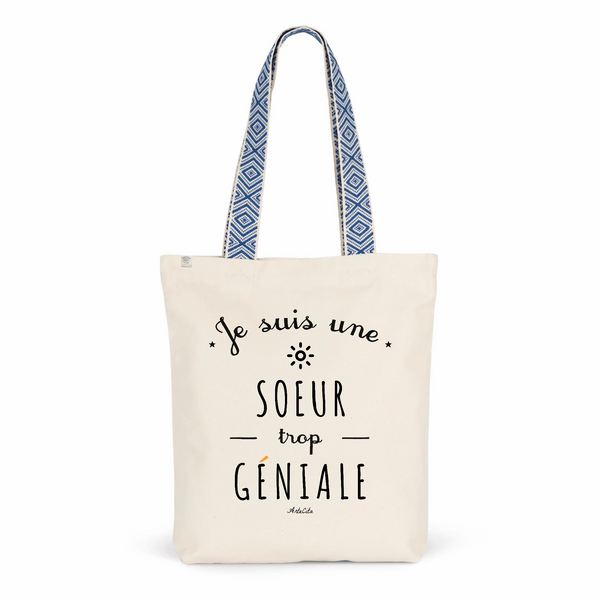 Tote Bag Premium - Soeur trop Géniale - 2 Coloris - Cadeau Durable - Cadeau Personnalisable - Cadeaux-Positifs.com -Unique-Bleu-