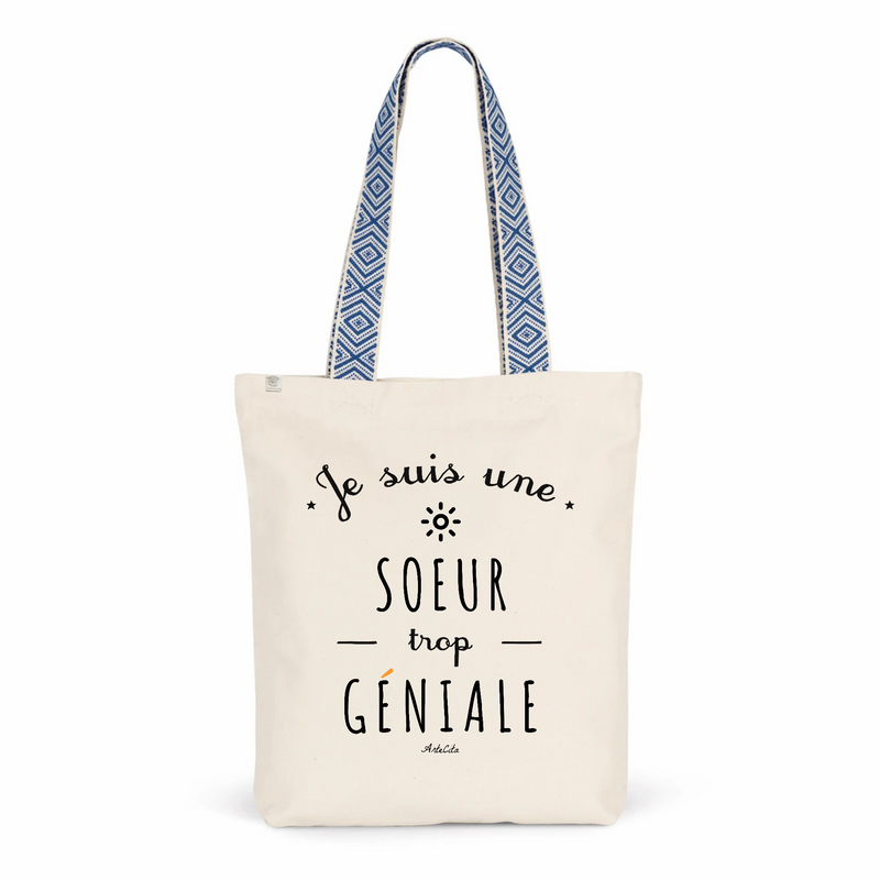 Cadeau anniversaire : Tote Bag Premium - Soeur trop Géniale - 2 Coloris - Cadeau Durable - Cadeau Personnalisable - Cadeaux-Positifs.com -Unique-Bleu-