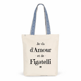 Tote Bag Premium - Amour et Figatelli - 2 Coloris - Cadeau Durable - Cadeau Personnalisable - Cadeaux-Positifs.com -Unique-Bleu-