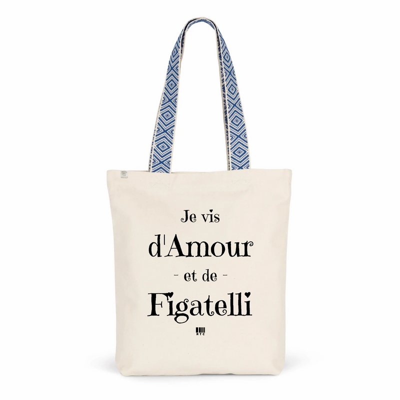 Cadeau anniversaire : Tote Bag Premium - Amour et Figatelli - 2 Coloris - Cadeau Durable - Cadeau Personnalisable - Cadeaux-Positifs.com -Unique-Bleu-
