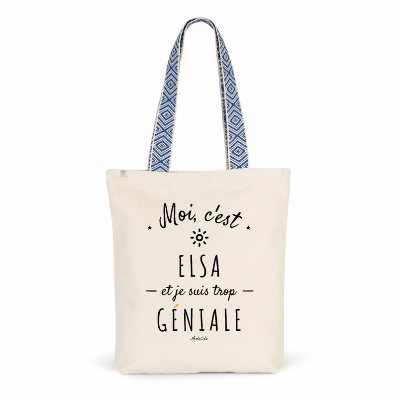 Cadeau anniversaire : Tote Bag Premium - Elsa est trop Géniale - 2 Coloris - Cadeau Durable - Cadeau Personnalisable - Cadeaux-Positifs.com -Unique-Bleu-