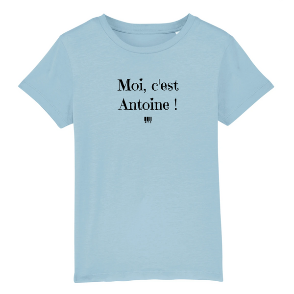 T-Shirt Enfant - Moi c'est Antoine - Coton Bio - Cadeau Original - Cadeau Personnalisable - Cadeaux-Positifs.com -3-4 ans-Bleu-