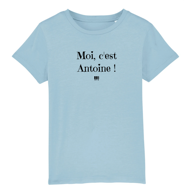 Cadeau anniversaire : T-Shirt Enfant - Moi c'est Antoine - Coton Bio - Cadeau Original - Cadeau Personnalisable - Cadeaux-Positifs.com -3-4 ans-Bleu-
