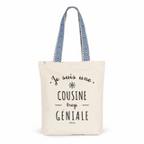 Tote Bag Premium - Cousine trop Géniale - 2 Coloris - Cadeau Durable - Cadeau Personnalisable - Cadeaux-Positifs.com -Unique-Bleu-