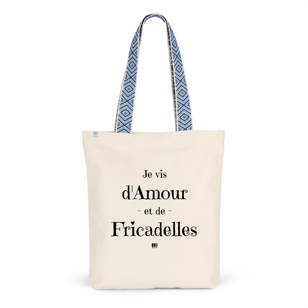 Tote Bag Premium - Amour et Fricadelles - 2 Coloris - Cadeau Durable - Cadeau Personnalisable - Cadeaux-Positifs.com -Unique-Bleu-