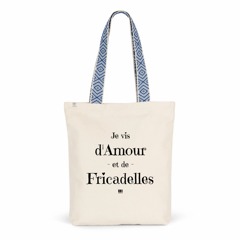 Cadeau anniversaire : Tote Bag Premium - Amour et Fricadelles - 2 Coloris - Cadeau Durable - Cadeau Personnalisable - Cadeaux-Positifs.com -Unique-Bleu-