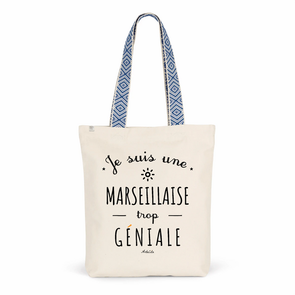 Tote Bag Premium - Marseillaise trop Géniale - 2 Coloris - Cadeau Durable - Cadeau Personnalisable - Cadeaux-Positifs.com -Unique-Bleu-