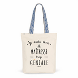 Tote Bag Premium - Maîtresse trop Géniale - 2 Coloris - Cadeau Durable - Cadeau Personnalisable - Cadeaux-Positifs.com -Unique-Bleu-