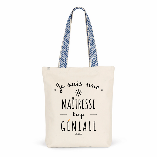 Tote Bag Premium - Maîtresse trop Géniale - 2 Coloris - Cadeau Durable - Cadeau Personnalisable - Cadeaux-Positifs.com -Unique-Bleu-