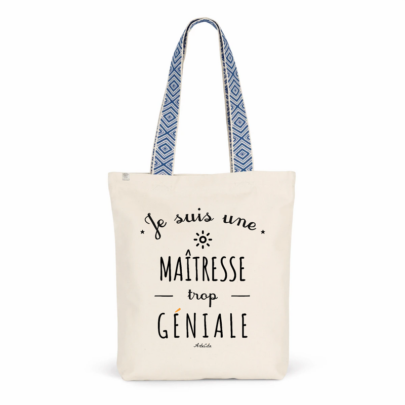 Cadeau anniversaire : Tote Bag Premium - Maîtresse trop Géniale - 2 Coloris - Cadeau Durable - Cadeau Personnalisable - Cadeaux-Positifs.com -Unique-Bleu-