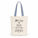 Tote Bag Premium - Julie est trop Géniale - 2 Coloris - Cadeau Durable - Cadeau Personnalisable - Cadeaux-Positifs.com -Unique-Bleu-