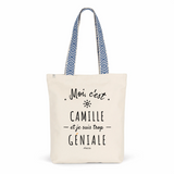 Tote Bag Premium - Camille est trop Géniale - 2 Coloris - Cadeau Durable - Cadeau Personnalisable - Cadeaux-Positifs.com -Unique-Bleu-