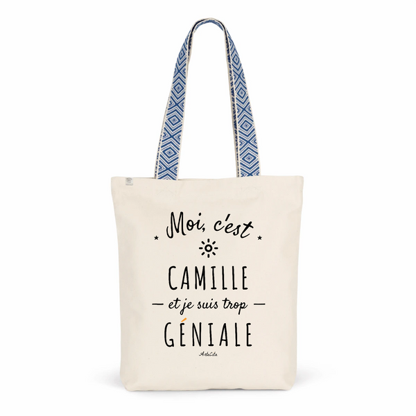 Tote Bag Premium - Camille est trop Géniale - 2 Coloris - Cadeau Durable - Cadeau Personnalisable - Cadeaux-Positifs.com -Unique-Bleu-