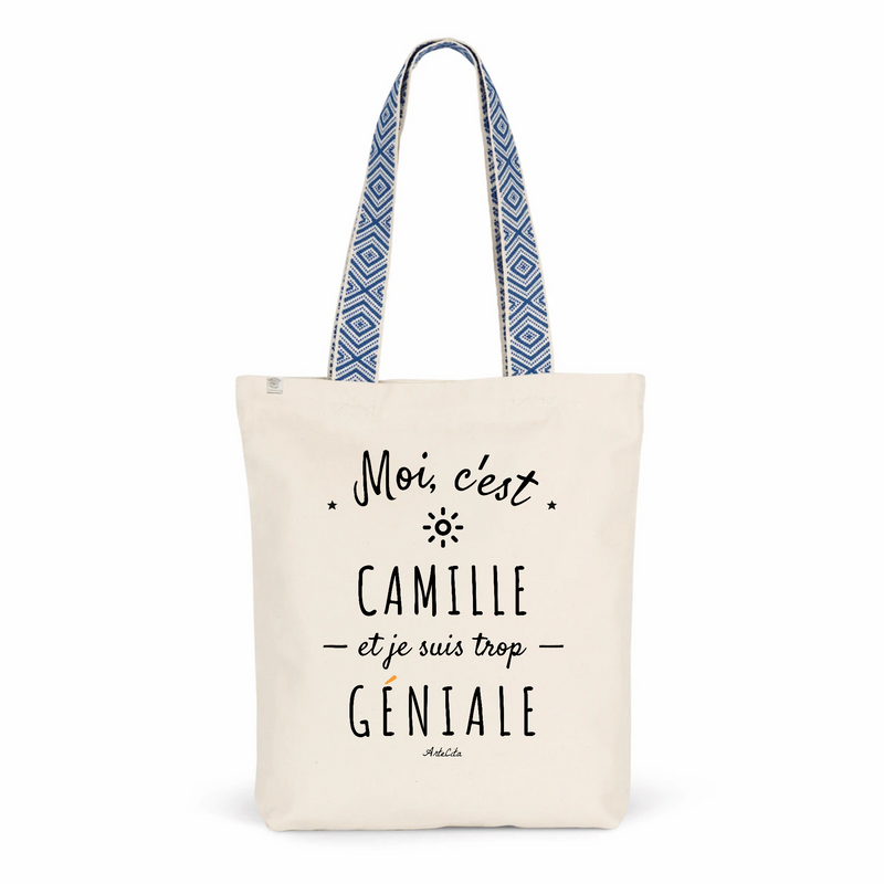 Cadeau anniversaire : Tote Bag Premium - Camille est trop Géniale - 2 Coloris - Cadeau Durable - Cadeau Personnalisable - Cadeaux-Positifs.com -Unique-Bleu-