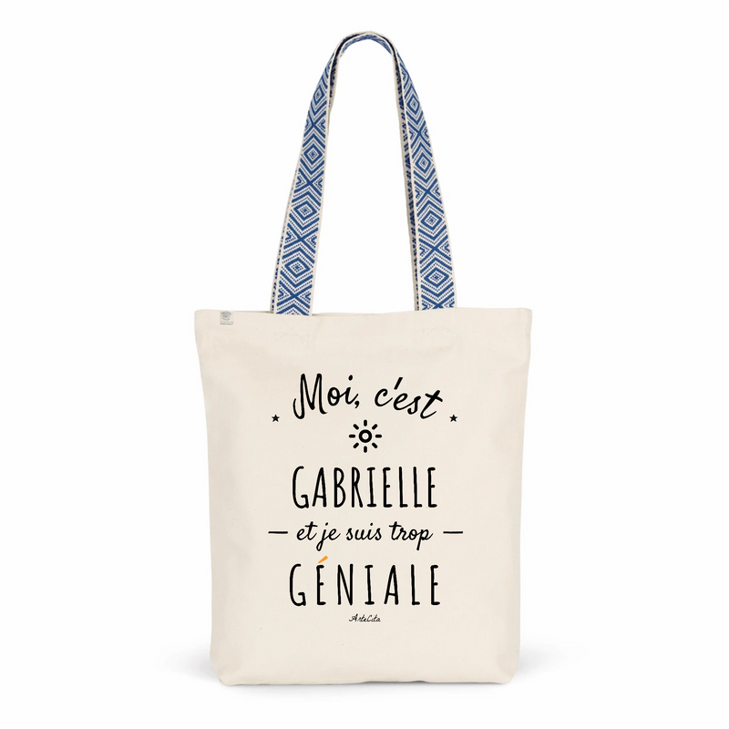 Cadeau anniversaire : Tote Bag Premium - Gabrielle est trop Géniale - 2 Coloris - Cadeau Durable - Cadeau Personnalisable - Cadeaux-Positifs.com -Unique-Bleu-