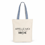 Tote Bag Premium - Appelle-moi Bibiche - 2 Coloris - Cadeau Durable - Cadeau Personnalisable - Cadeaux-Positifs.com -Unique-Bleu-