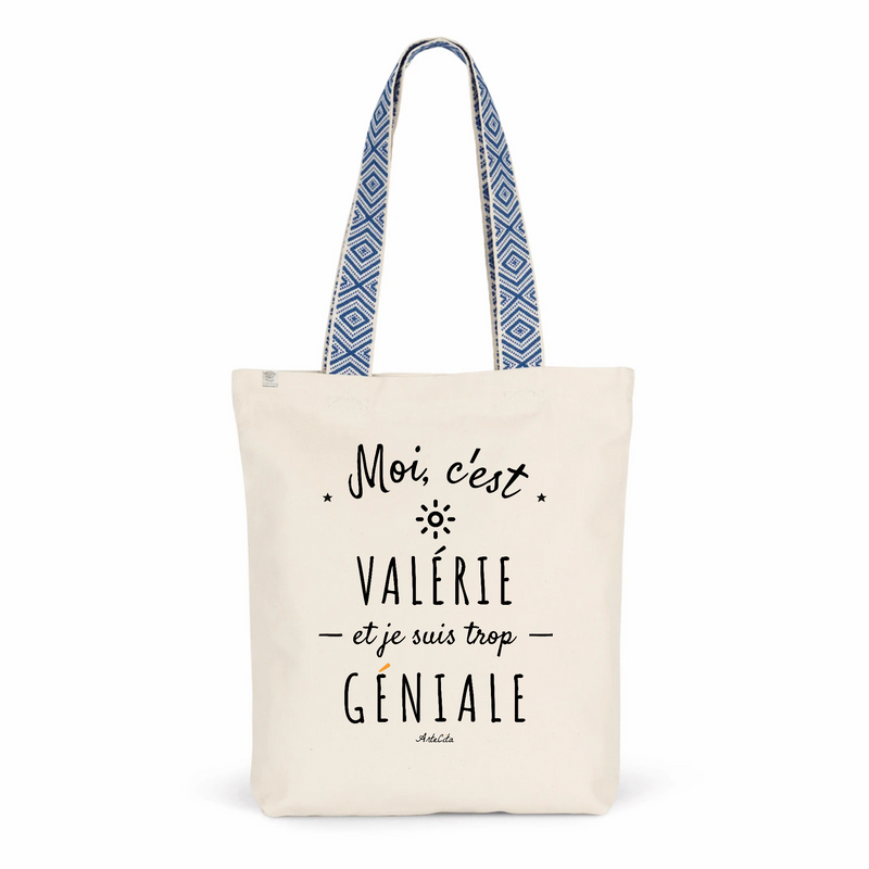 Cadeau anniversaire : Tote Bag Premium - Valérie est trop Géniale - 2 Coloris - Cadeau Durable - Cadeau Personnalisable - Cadeaux-Positifs.com -Unique-Bleu-