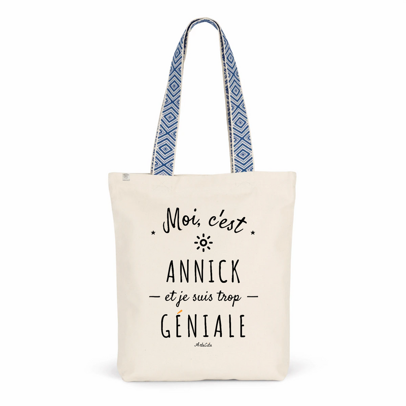 Cadeau anniversaire : Tote Bag Premium - Annick est trop Géniale - 2 Coloris - Cadeau Durable - Cadeau Personnalisable - Cadeaux-Positifs.com -Unique-Bleu-