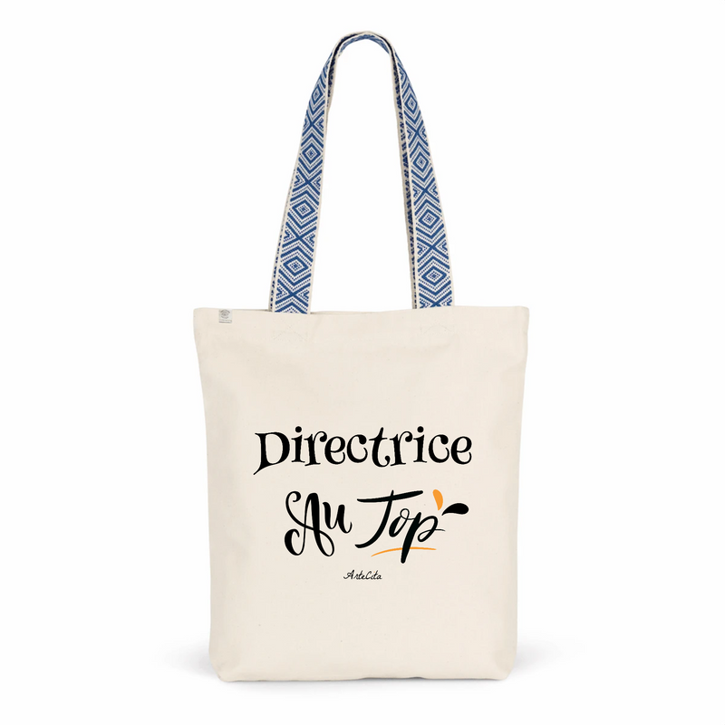 Cadeau anniversaire : Tote Bag Premium - Directrice au Top - 2 Coloris - Cadeau Durable - Cadeau Personnalisable - Cadeaux-Positifs.com -Unique-Bleu-