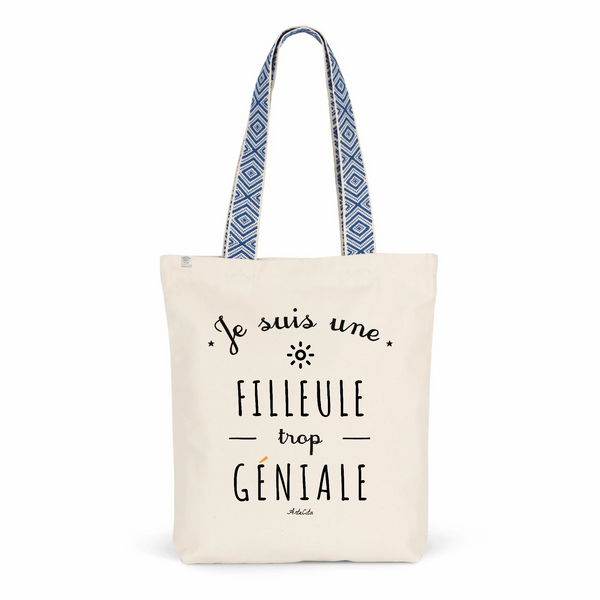 Tote Bag Premium - Filleule trop Géniale - 2 Coloris - Cadeau Durable - Cadeau Personnalisable - Cadeaux-Positifs.com -Unique-Bleu-