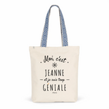 Tote Bag Premium - Jeanne est trop Géniale - 2 Coloris - Cadeau Durable - Cadeau Personnalisable - Cadeaux-Positifs.com -Unique-Bleu-