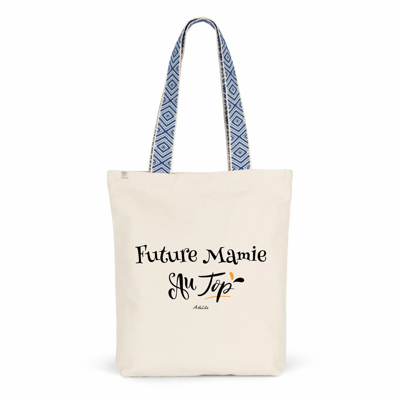 Cadeau anniversaire : Tote Bag Premium - Future Mamie au Top - 2 Coloris - Cadeau Durable - Cadeau Personnalisable - Cadeaux-Positifs.com -Unique-Bleu-